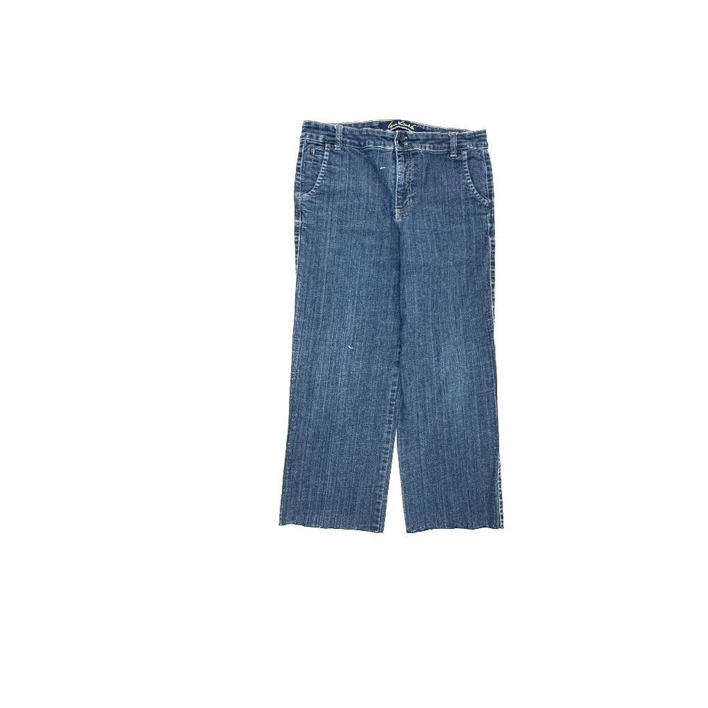Gloria Vanderbilt Jeans Women 12 Blue Dark Wash Crop Raw Hem High Rise